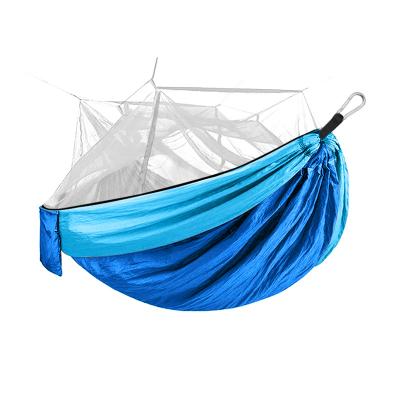 China 750g Folding Camping Travel Nylon Ultralight Custom Ripstop Lightweight Parachute Double Portable Hanging Outdoor Hammock With Mosquito Net for sale