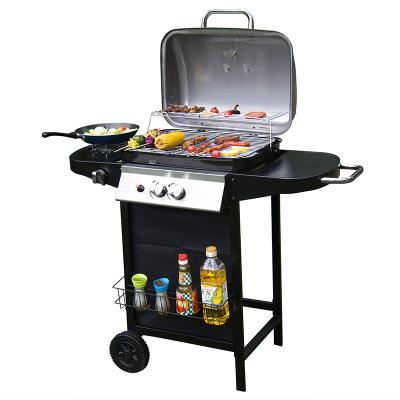 China Portable Garden Yard Easy Assemble Outdoor BBQ Table Machine Propane Safety Grill Double Burner Camping Grill for sale