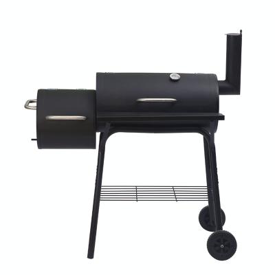 China Large Portable 2 in 1 Outdoor Camping Charcoal BBQ Grill and Smoker Cart Stainless Steel Grills with Wheel for sale