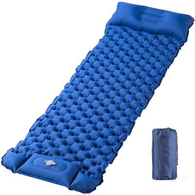 China Single Or Spliced ​​Outdoor Double Travel Hiking Inflatable Backpacking Sleep Pad With Pillow Waterproof Air Sand Free Lightweight Moisture Resistant Camping Mat for sale