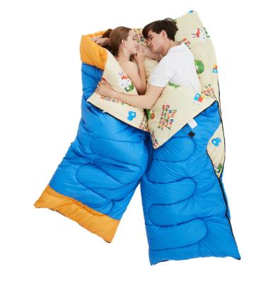 China OEM/ODM Travel Spliced ​​Outdoor Walking Warm Waterproof Fleabag For 2-3 Large & Tall Winter Sleeping Bags With Pillow for sale