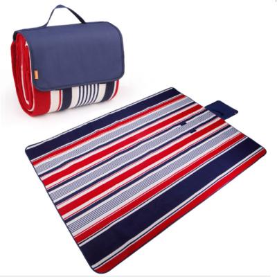 China Recycled Luxury Stylish Customized Hot Water Proof Easy Fold Mat Bag Polyester Oxford Picnic Mat Fleece Camping Blanket for sale