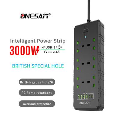 China Residential / General-Purpose 6 Way Multi Plug Uk Universal Plastic Gsm Power Socket Electric Extention Board Waterproof Usb Plug Socket for sale