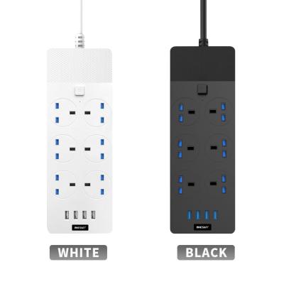 China Security door PC flame retardant material USB Power Strip 6 way extension socket power extension cord with surge protector  GSM Power Socket for sale