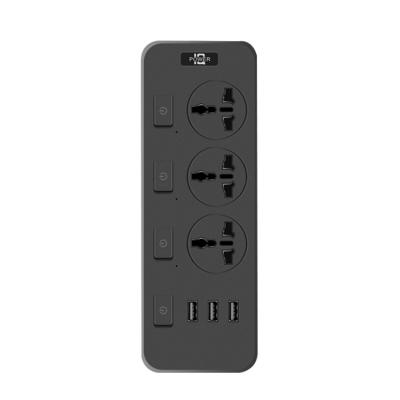 China Security door PC flame retardant material Hot Sale Product Wholesale Household Power Strip Independent Switch With 3 Ac Outlets for sale