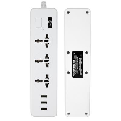 China Security door ABS flame retardant material New Design White 3 socket with 3USB Multi Plug Protector Power Strip Extension Socket Type For Sale for sale