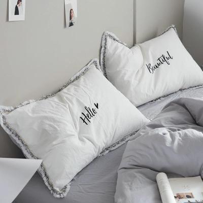 China Anti Dust Mite Embroidered Cotton Plain Sublimation Pillow Cases Cover Decorative Envelope Style Cotton Pillow Case Cover for sale