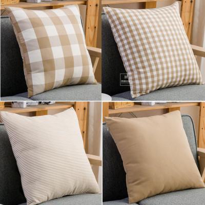 China Wholesale Anti Dust Mite Car Home Sofa Cotton Plaid Check Plaid Japan Hidden Zipper Throw Pillowcase Cover Pillow Case By Decorative Style Wholesale for sale