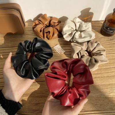 China Tianyu Amazon Fashion Hair Accessories Wholesale Hot Sale Women Colored Customizable Hair Bands Elastic Bundle Leather Scrunchies for sale