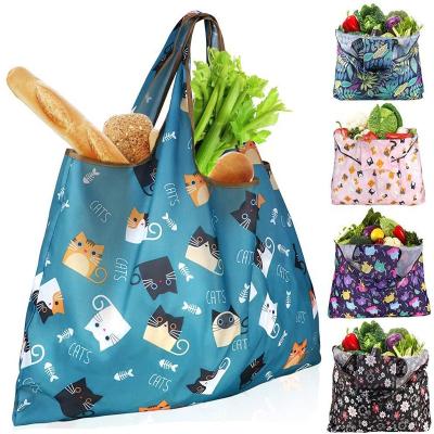 China Folding Sturdy Lightweight Washable Tote Ripstop Reusable Fabric Storage Grocery Bags Heavy Duty Shopping Bags for sale