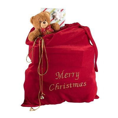 China 2021 Tianyu Sublimation Xmas Santa Sack Big Bag Customs Strong Logo Wholesale Red Velvet Embroidery Bag Gift Wrapping Bag for sale