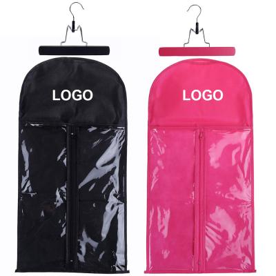 China Gift & Custom Craft Tianyu Logo Colored PVC Hair Extensions Customize Transparent Zip Lock Packaging Wig Storage Bag With Hanger And Logo for sale