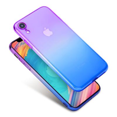 China Ultra Thin Dustproof Scratch Color Gradient TPU Back Cover Soft Silicone TPU Soft Flexible Phone Case For iPhone XR for sale