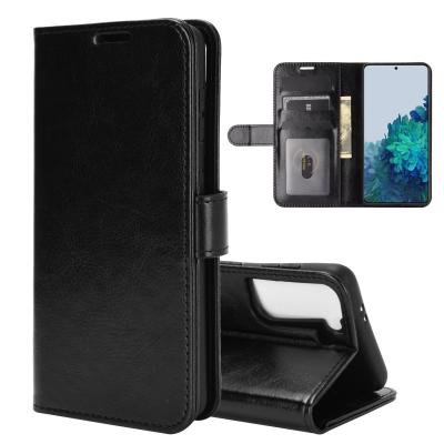 China Leather Wallet Flip Phone Case Cover For Samsung S21 Card Slot Tpu+pu Crazy Horse Pattern for sale