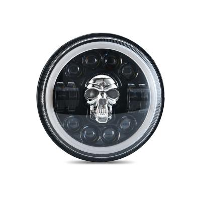 China High beam 4 wires DC12-80v led auto headlight with halo off road truck round light front 7 inch headlight for sale