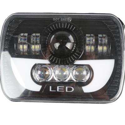 China 7inch Square Light Mode Double Normal Light Angel Colors High Low Beam Driver-beam Headlight DC12~65V Car Led Work Light for sale