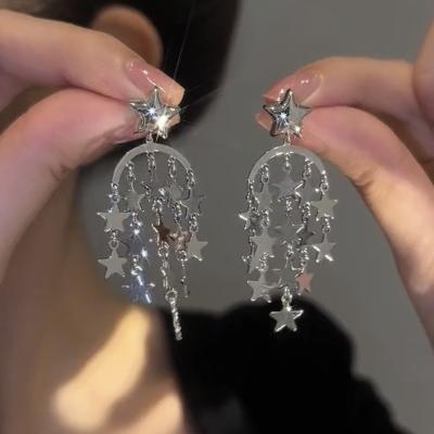 China FASHIONABLE Fresh Fashionable Five Star Tassel High-end Feeling Luxury Acute Light Temperament Soft Earrings For Women for sale