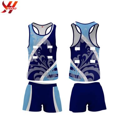 China Function polyester sublimation netball singlets and shorts wet wicking custom pattern plus size netball tennis slim fit tank tops with bibs for sale