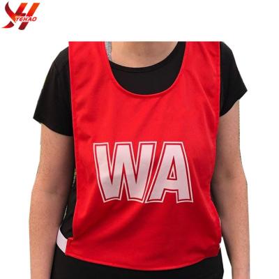 China Work Multicolor Polyester Netball Bibs With Sublimated Numbers for sale