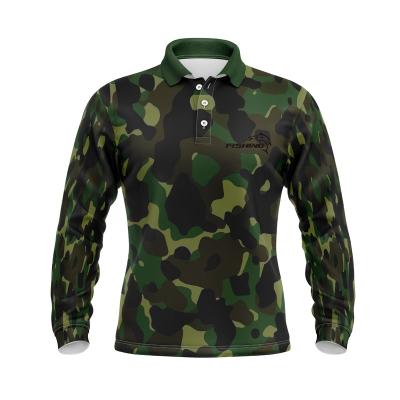 China Fully Sublimated Antibacterial Custom Long Sleeve Fishing Jersey 50+UV Rating for sale