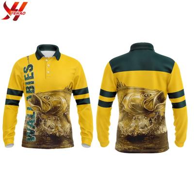 China 2020 New Design Antibacterial Mens Sublimation Quick Dry Long Sleeve Fishing Tank Top 100% Polyester Fishing Polo Shirt 50+UV Rating for sale