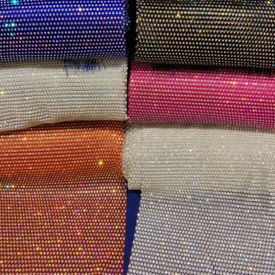 China Shinning Rhinestone Sheets AB Crystal Elastic Stretch Fabric Hotfix Adhesive Rhinestone Diamond Sticker Sheet For Clothing Shoes Craft for sale