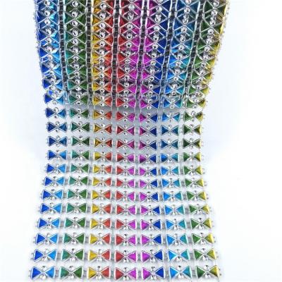 China Flatback 24 Rows Colorful Rainbow Rhinestone Crystal Chain Balancing Plastic Mesh For DIY for sale