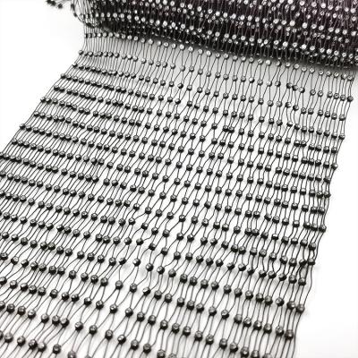 China Plastic Rhinestone Mesh Trimming Elastic Mesh Chain Rolls of Flatback 24 rows with ab transparent black Crystal Wholesale Supplier for sale