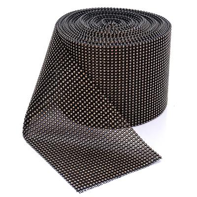 China Environment Inspection SS12 4mm Base Black Plastic Cup Black Plastic Rhinestone Crystal Lace Sewing Trim Trim For Swimwear, Bikini Connector, Decorative; 10 yards/roll for sale