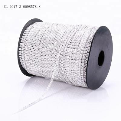 China Non-PVC Manufacturer Supply 10 Yards Faux Stone Wrapped Strap Bead Glitter Chain Cup Rhinestone Roll For Garment Decoration for sale