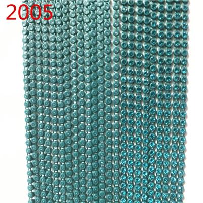 China Wholesale Colored Plastic Rhinestone Trim SS6 SS8 Flatback Rhinestone Rhinestone Chain Band For Decorative for sale