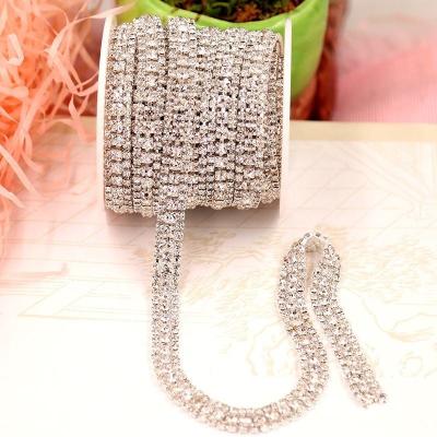 China Flatback Rhinestone Cup Chain Copper Base Sew On Rhinestone Chain For Garment for sale