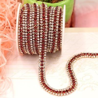 China Flatback Wholesale DMC Quality End Rhinestone Cup Crystal Banding Trimming Chain for sale