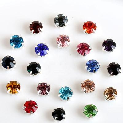 China Wholesale Flatback Many Colors Around Rivoli Sew On Rhinestones Crystal Glass Sew On Rhinestone With Gold Claw Stones For Clothes for sale