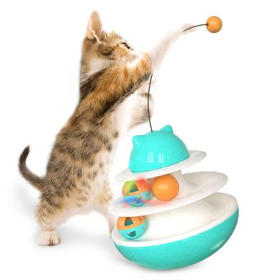 China Cat Toy Roller Cat Toys 3 Ways Level Roller Viable With Colorful Ball Kitten Fun Cat Interactive Turntable for sale