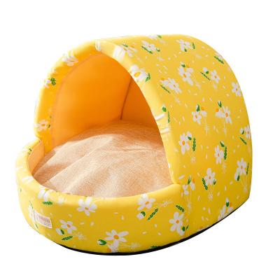 China Removable Cover Cat Nest Four Seasons Cat Bed Dog Nest Cat Semi-Open Yurt Shape Pet Supplies for sale