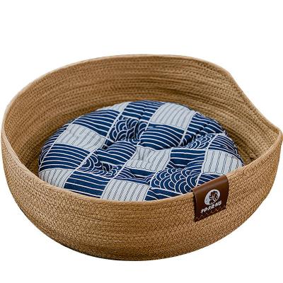 China Removable Cover Summer Cooler Twist Braid Around Bed Pet Rattan Nest Pet Nest Bed Cages Carriers Houses Kennel for sale