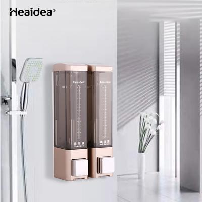 China Double Soap Dispenser Plastic Heaidea Gel Soap Holder Wall Mount Shower Bathroom Hotel Soap Dispenser for sale