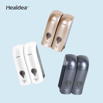 China ABS Plastic Heaidea Double Soap Dispenser Bottle Wall Mount Shower Bathroom Dispenser Double Soap Dispenser for sale