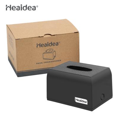 China Minimalist Heaidea Black Color Restaurant Desktop Dispenser Plastic Napkin Tissue Box Dispenser for sale