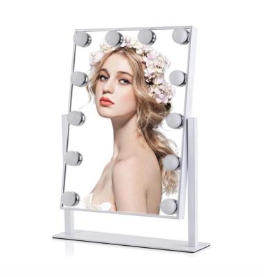 China Metal Hollywood Led Light Mirror With 12 Led Bulbs 360 Degree Rotation Make Up Led Light Mirror for sale