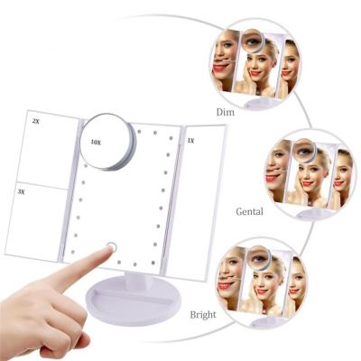 China ABS touch screen and 10X/3X/2X/1X magnification led mirror make up mirror with led light for sale