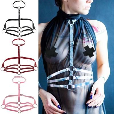 China PU Leather Body Bondage Bondage Harness Cage Bra Lingerie Chest Cavity Leather Belt for sale