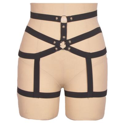 China Fashion Design Women's Polyester Punk Rock Waist Cincher Harness Skirt Leg Garter Belts Adjustable Suspenders for sale