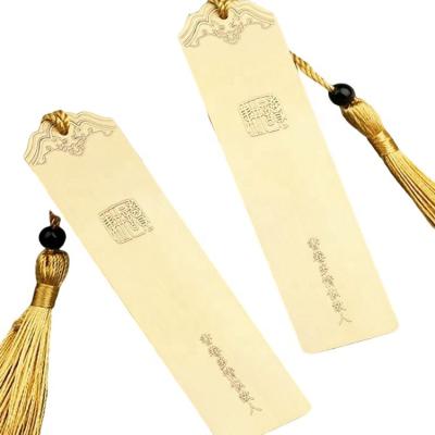 China Europe New Arrival Custom Logo Retro Zinc Alloy Gold Metal Bookmark With Tassel for sale