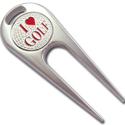 China Stylish Factory Direct Custom Metal Magnetic Silver Digging Tools Golf Throwing Fork for sale