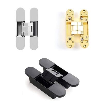 China Hoone Durable 180 Degree Zinc Alloy Black Silver Adjustable 3D Concealed Hinges Furniture Heavy Duty Invisible Door Hidden Hinge for sale