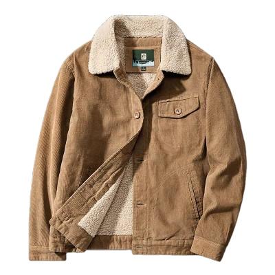 China Hot Selling Plus Size Corduroy and Fleece Plus Size Men's Jacket, Casual Lapel Collar Plus Size Jacket for sale