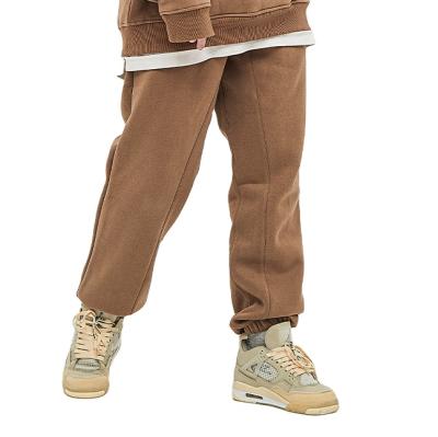 China Anti-Wrinkle In Hombr Joggers Solid Color Drawstring Fleece Pants Loose Men's Wide Leg Straight Thick Running Sweatpants for sale