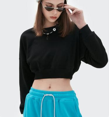 China Anti-wrinkle 2022 Spring Women's Hoodies & Sweatshirts Solid Color Girl's Crop Tops Crewneck Corset Sweatshirts for sale